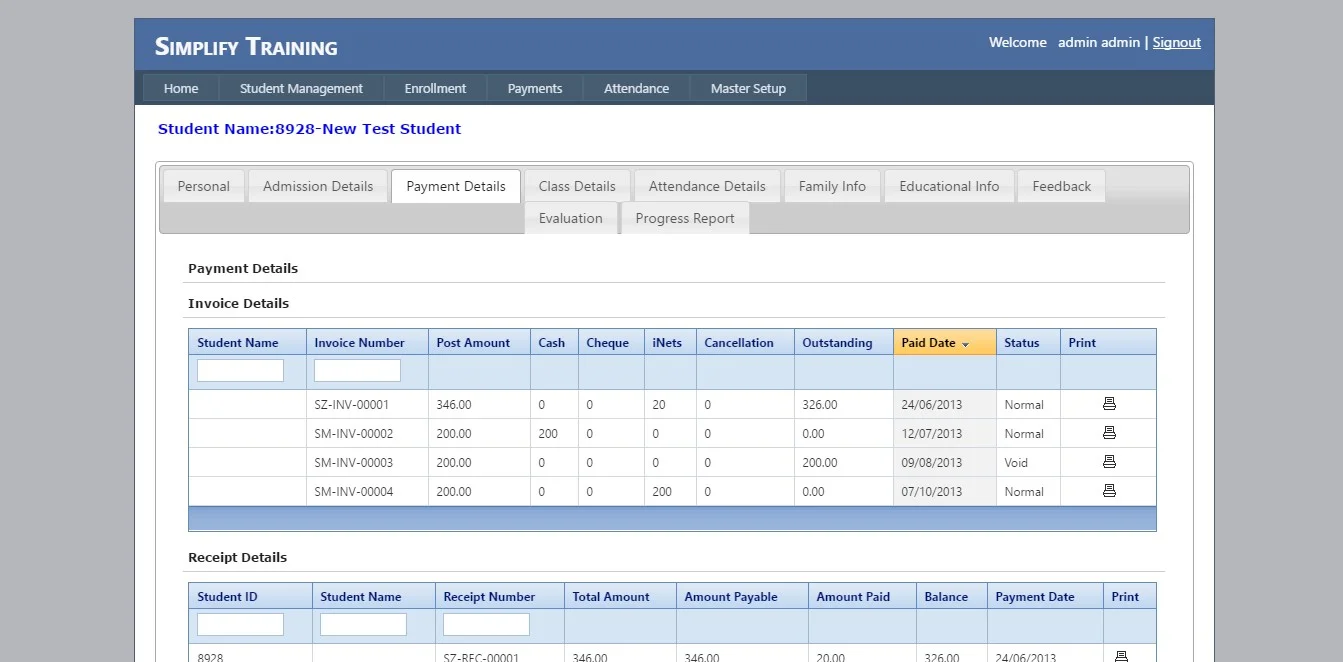 ASP.Net Training Center Management Software