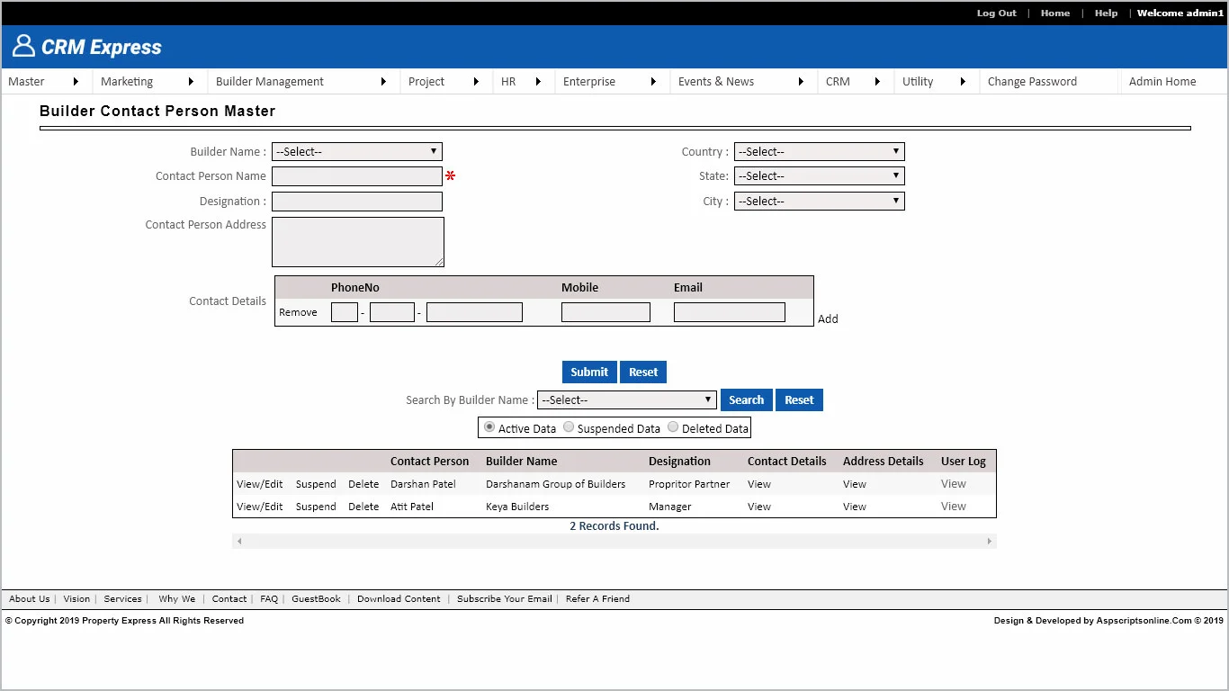 ASP.Net Property CRM Software